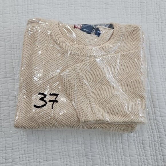 Ralph Lauren Chaps Hand Framed Sweater Men's Size XL Wheat Straw Cotton Texture - Picture 13 of 13